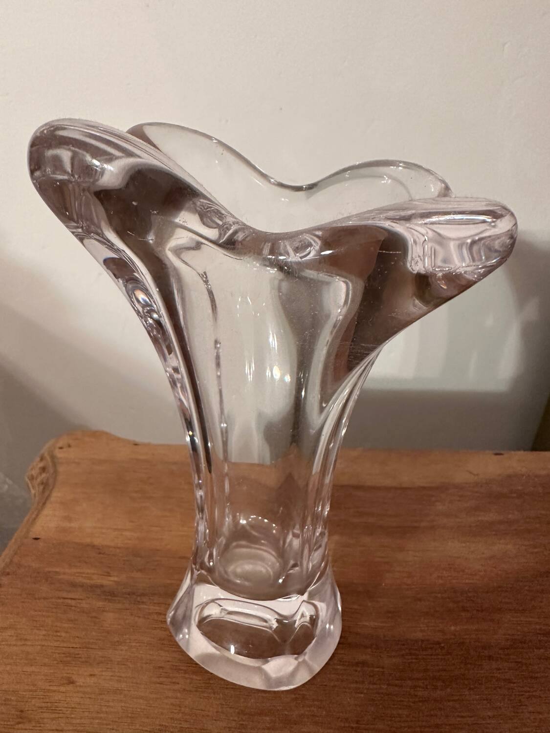 Small corolla vase in crystal from Vannes art-deco period - h 18.5 cm
