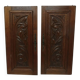Pair of antique carved oak wood door panels