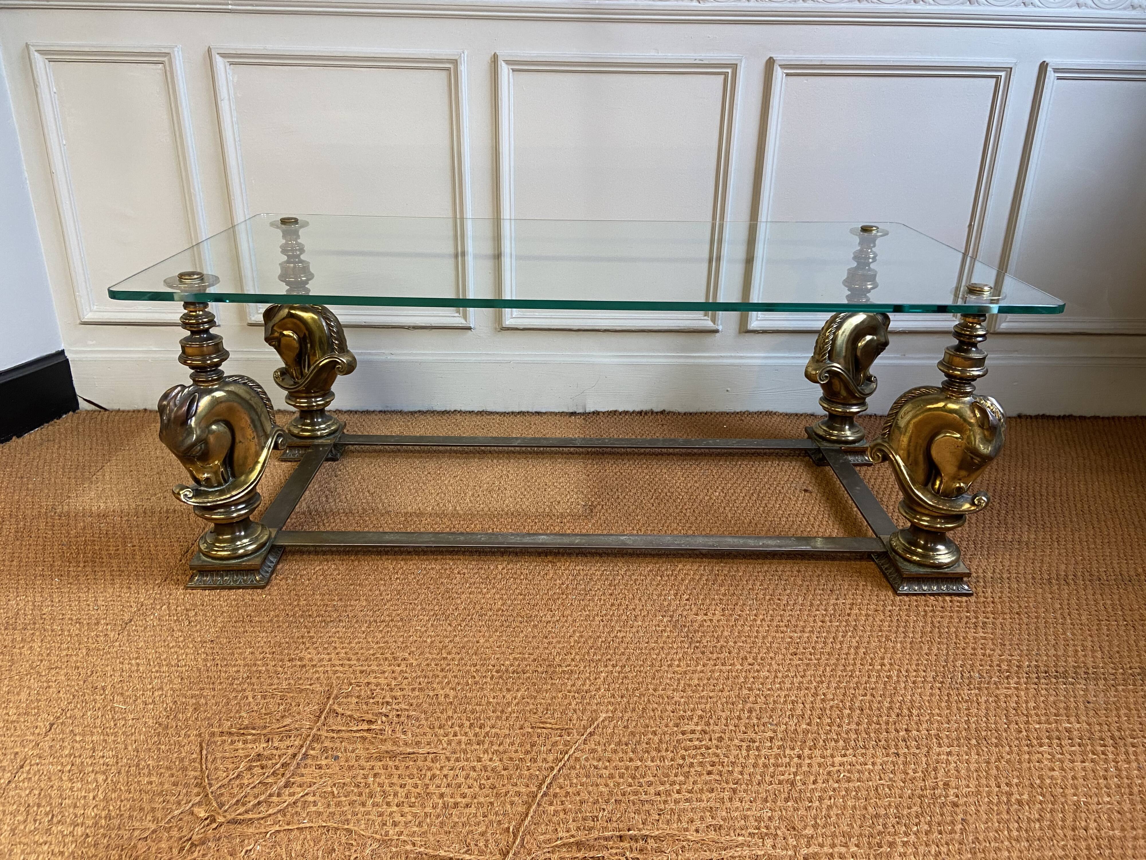 Bronze bass table with horse head