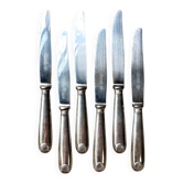 6 dessert knives by Christofle in silver-plated metal, shell decoration.