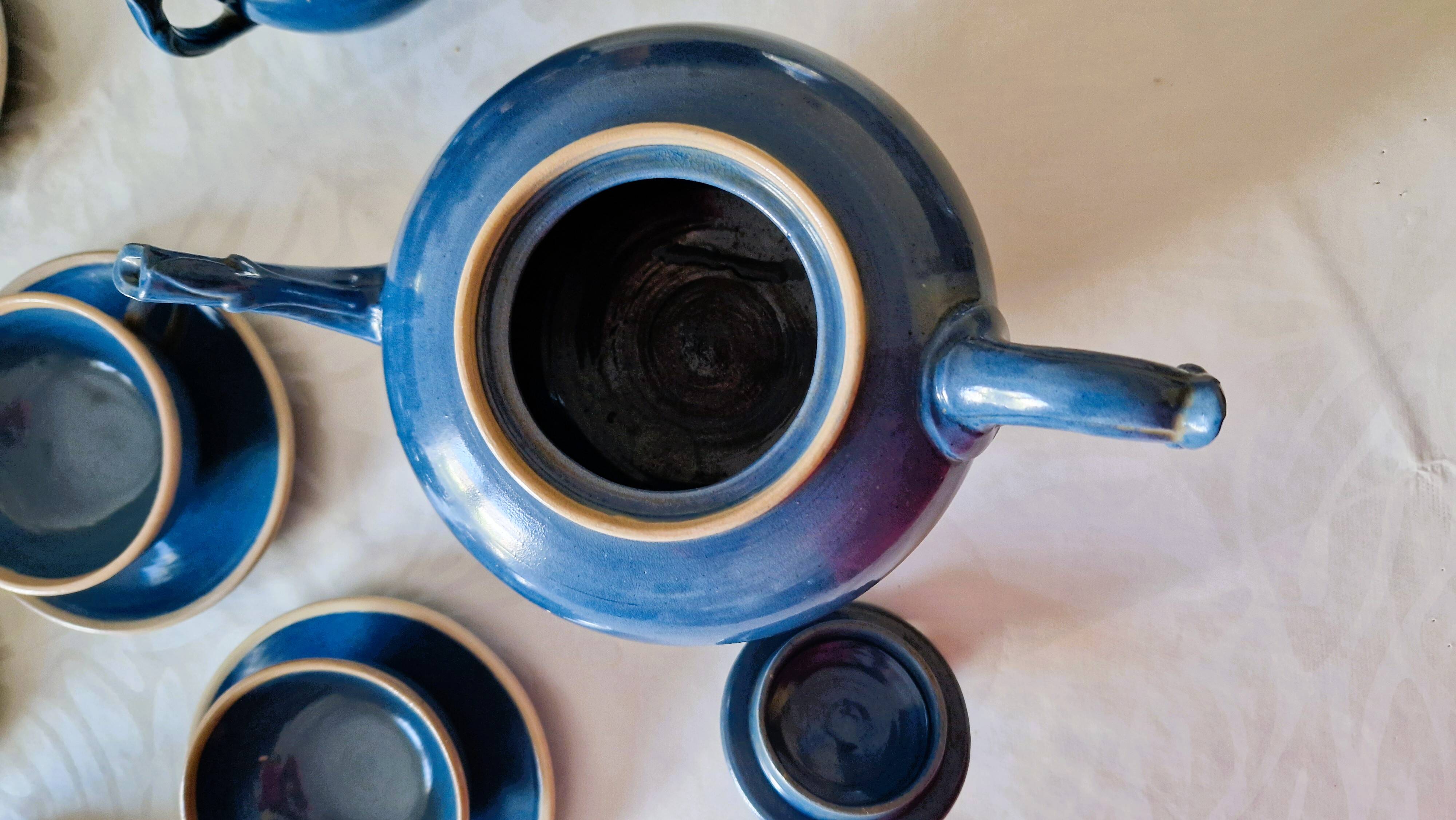 Ceramic tea service from the Pichon factory - Uzès