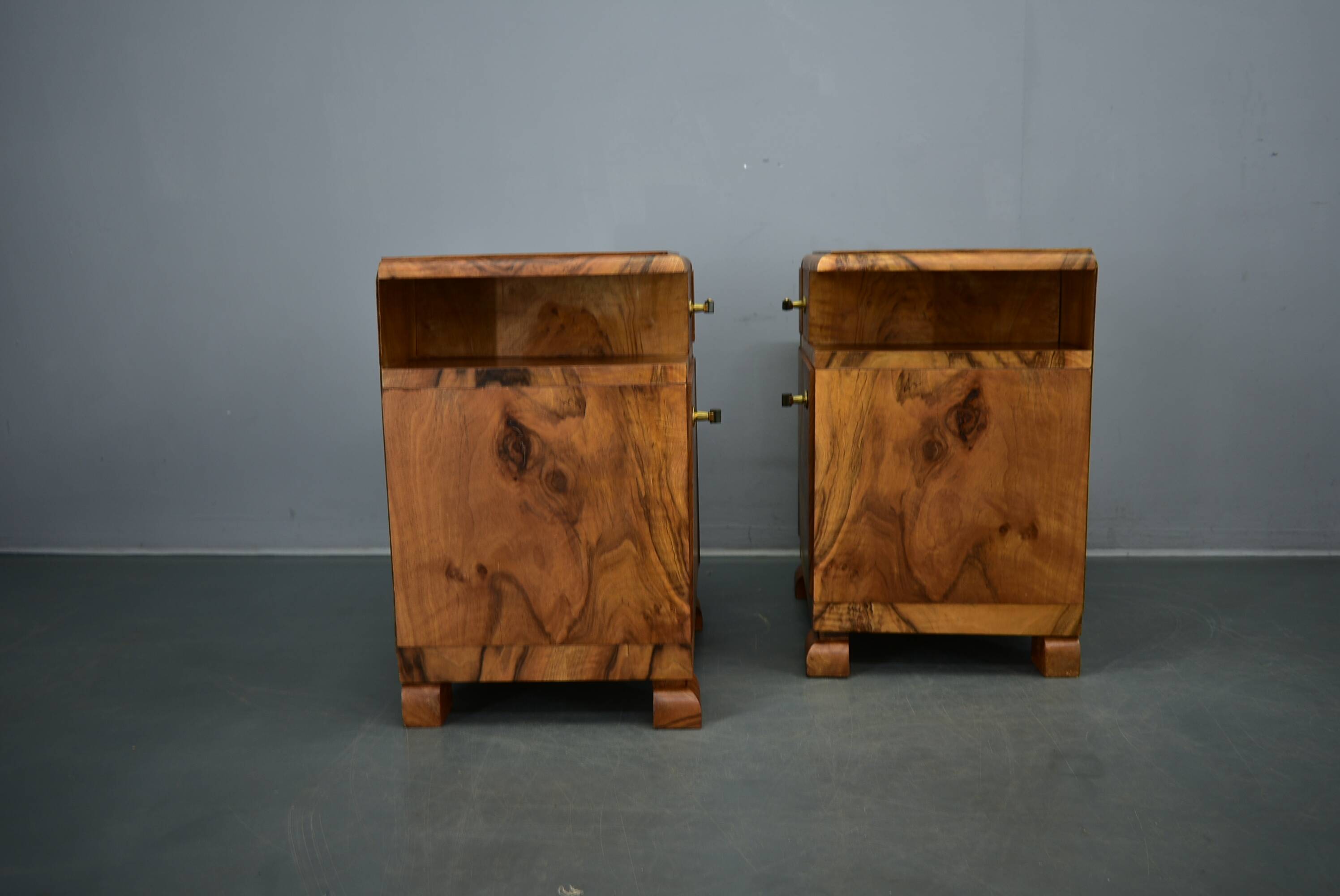 1935s pair of rare art deco bedside tables, Czechoslovakia