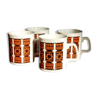 4 Staffordshire pottery ceramic mugs