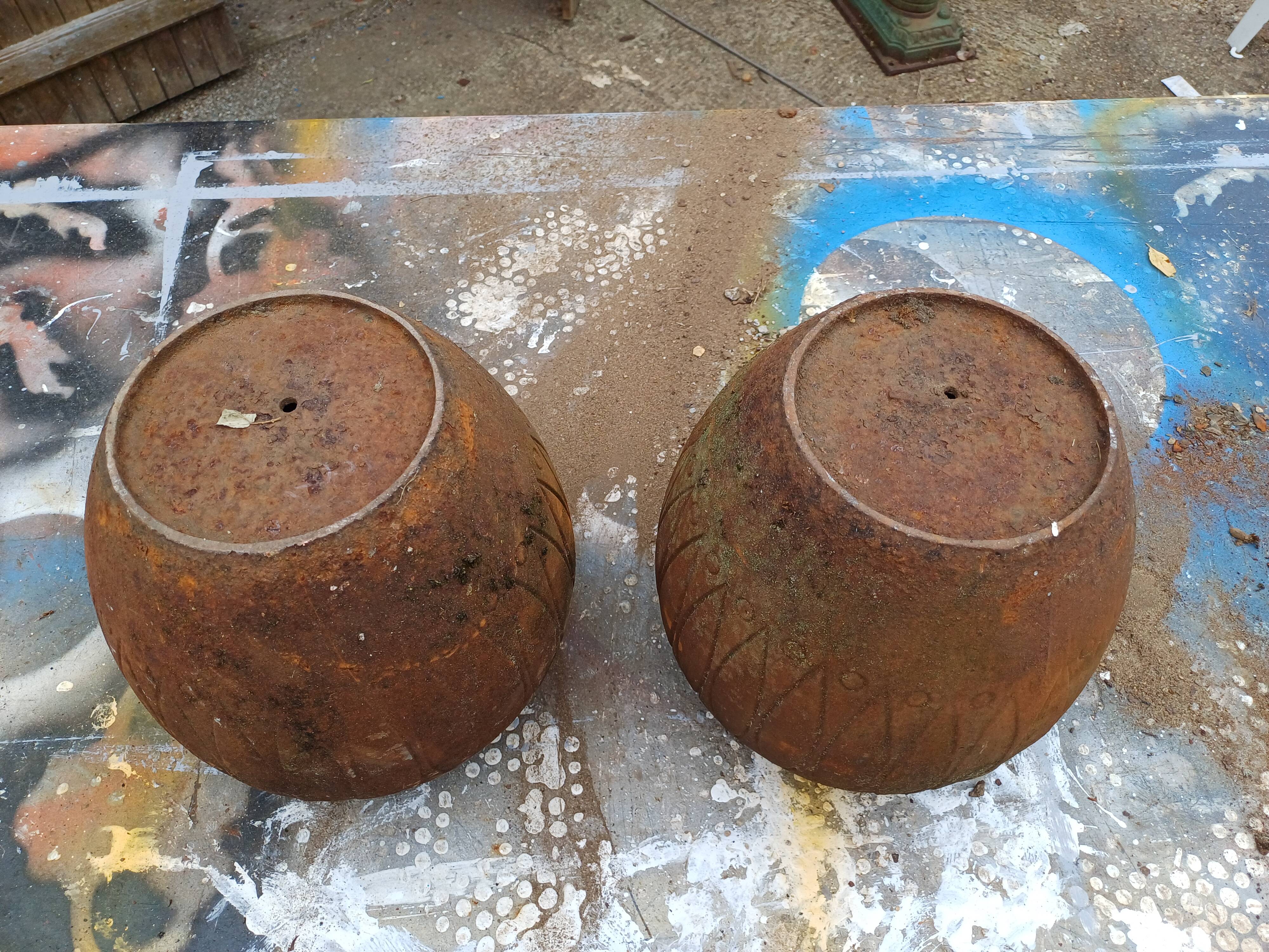 Pair of Art Deco Cast Iron Vases from Charleville-Mézières