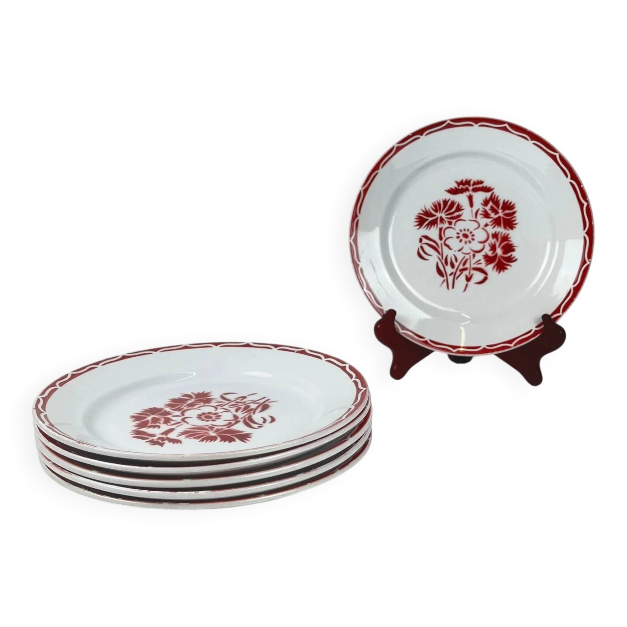 Set of 6 flat plates "Annecy", KG Lunéville, 20th century