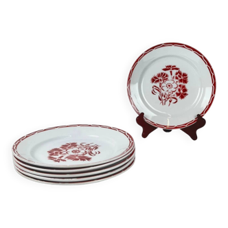 Set of 6 flat plates "Annecy", KG Lunéville, 20th century