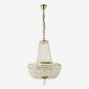 Hot air balloon chandelier with gold crystal pendant