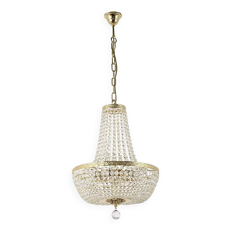 Hot air balloon chandelier with gold crystal pendant