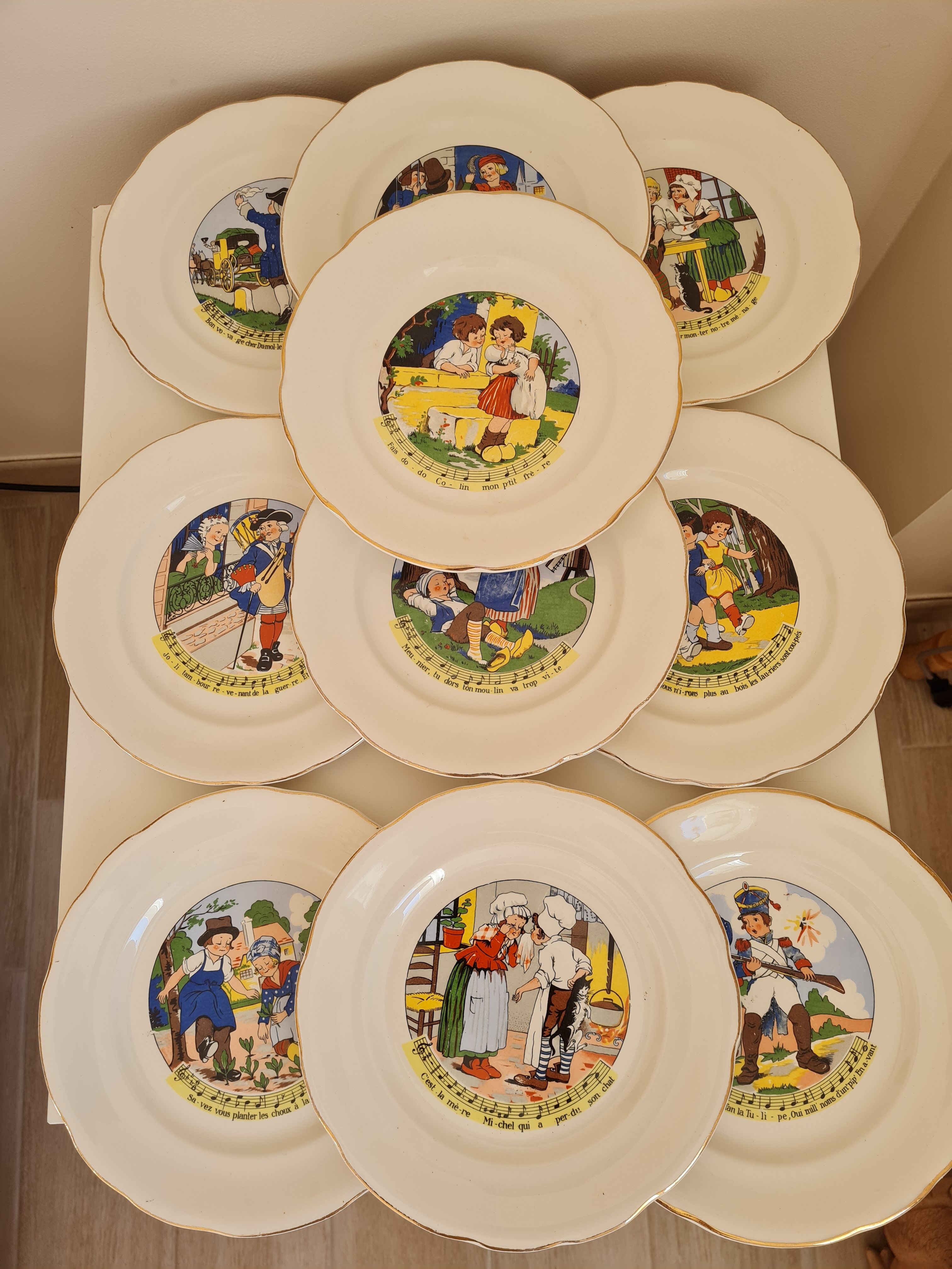 Dessert plates nursery rhymes of digoin and sarreguemine
