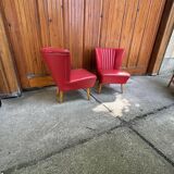 Set of mid-century sky red cocktail chairs, 1950s