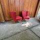 Set of mid-century sky red cocktail chairs, 1950s