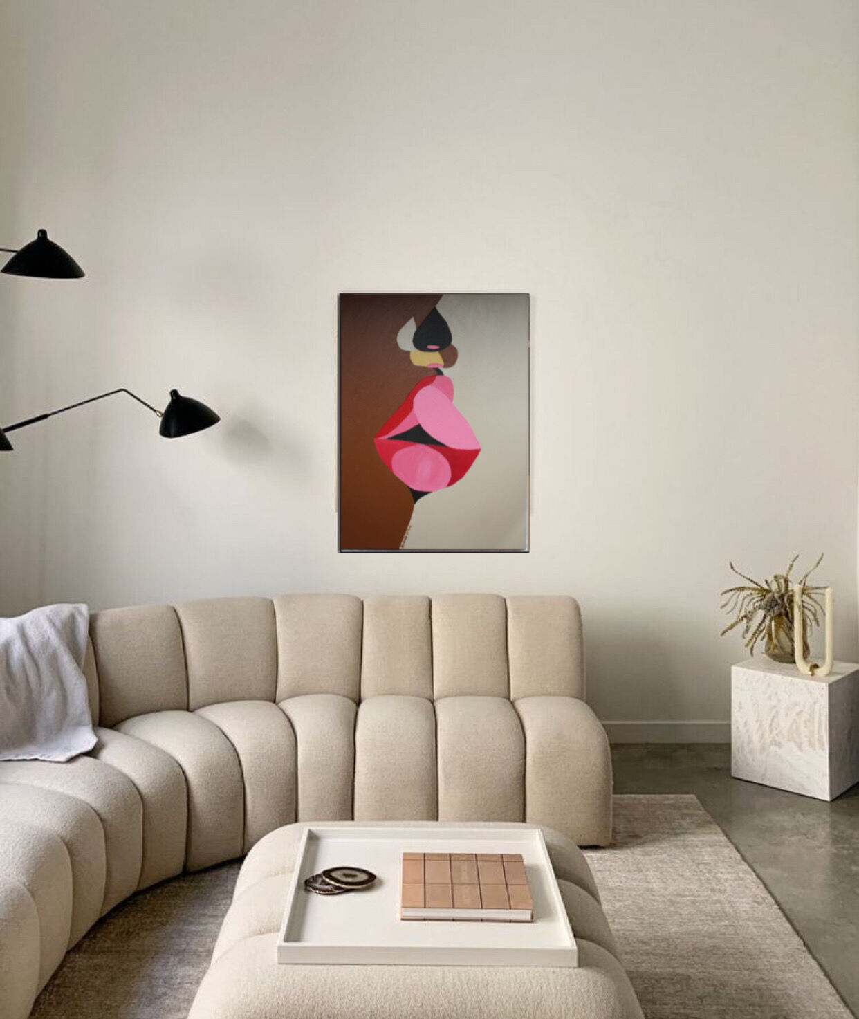 Romantic acrylic painting on cotton "the kiss" 80x60 cm