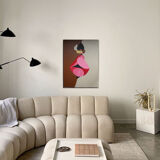 Romantic acrylic painting on cotton "the kiss" 80x60 cm