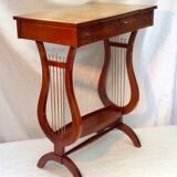 Marquetry dressing table with lyre-shaped feet original mirror dimension: h-72xl60pr35