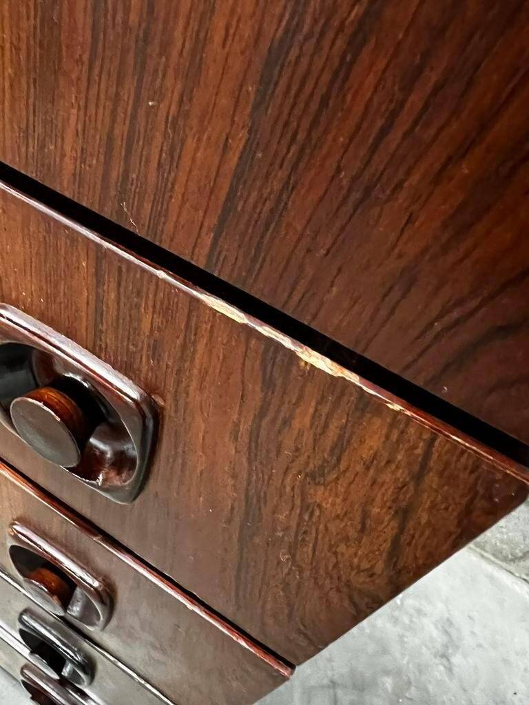 Vintage wooden bar cabinet with chrome frame