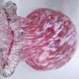Vase ball old Clichy collection blown glass speckled white pink