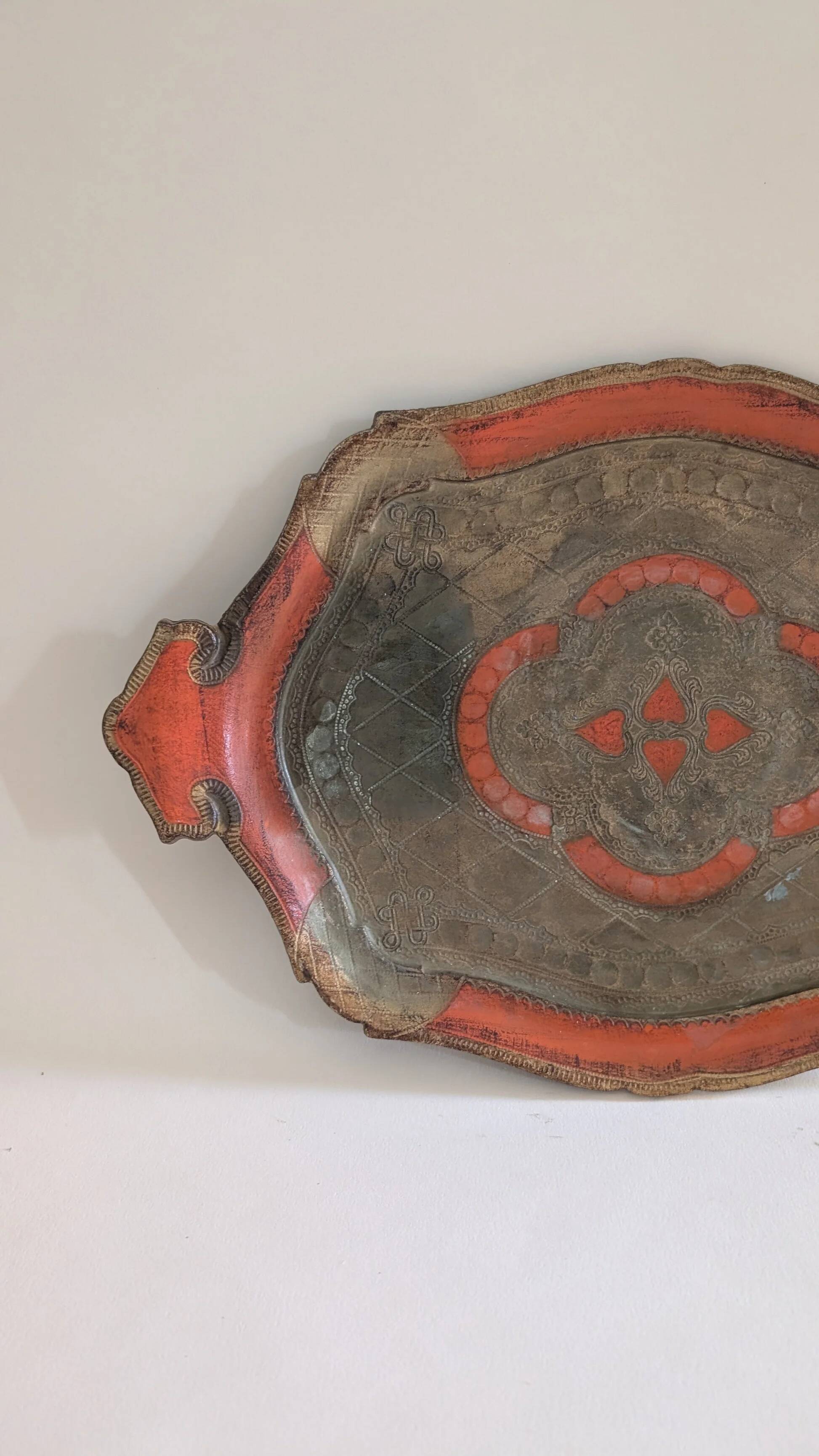 Gold and orange Florentine tray – 44.5 x 29 cm