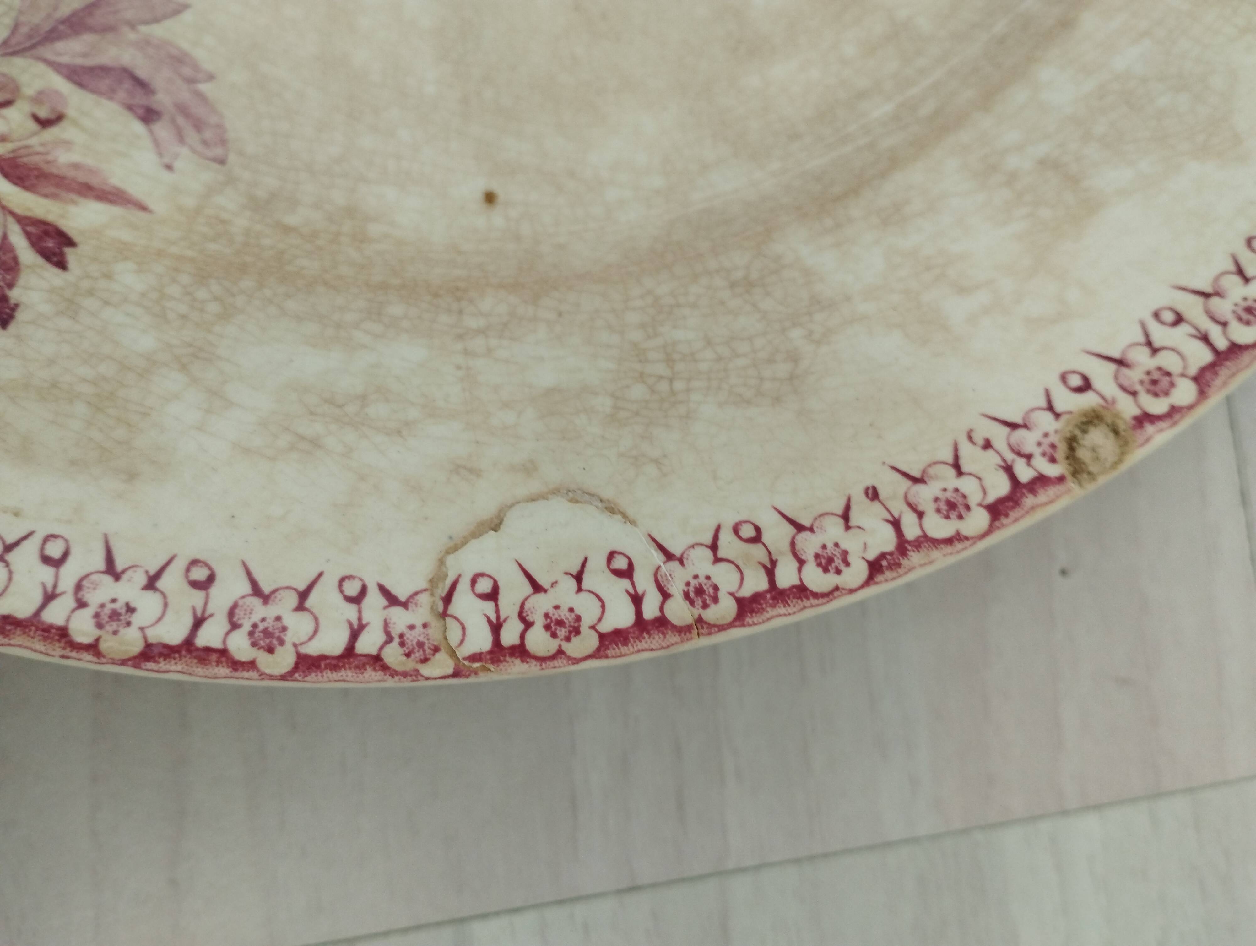 Round plate in iron earth of Gien model Pink Hawthorn