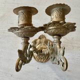 Pair of brass wall candle holders