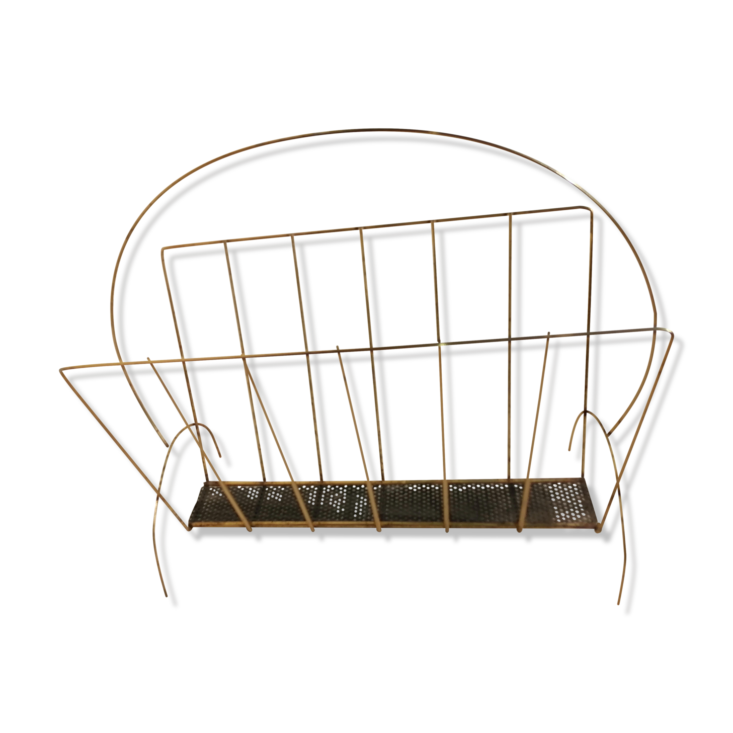 Vintage metal metal perforated magazine holder