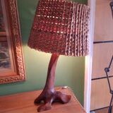 Brutalist lamp, olive wood