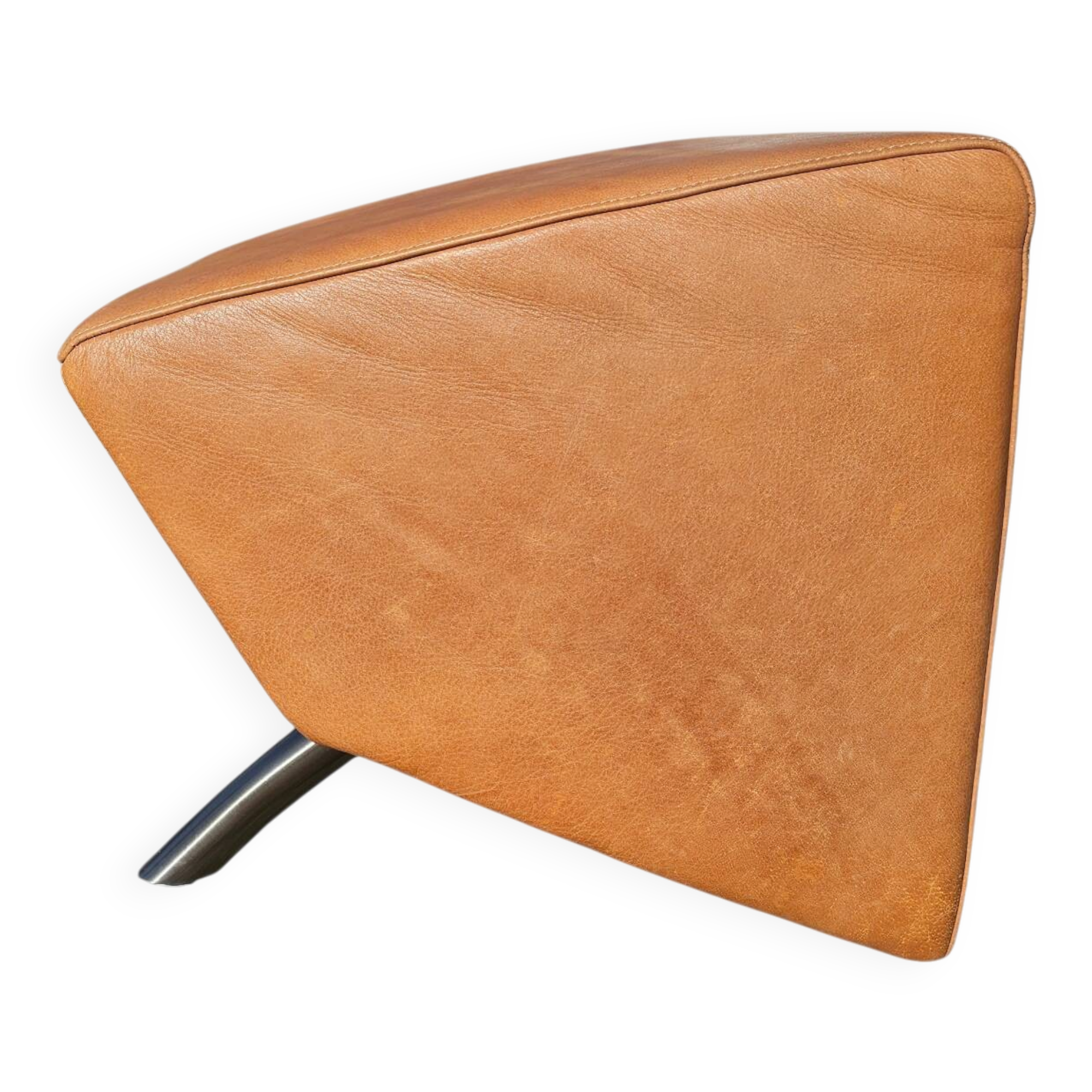 Armchair + matching ottoman – leather – 2000