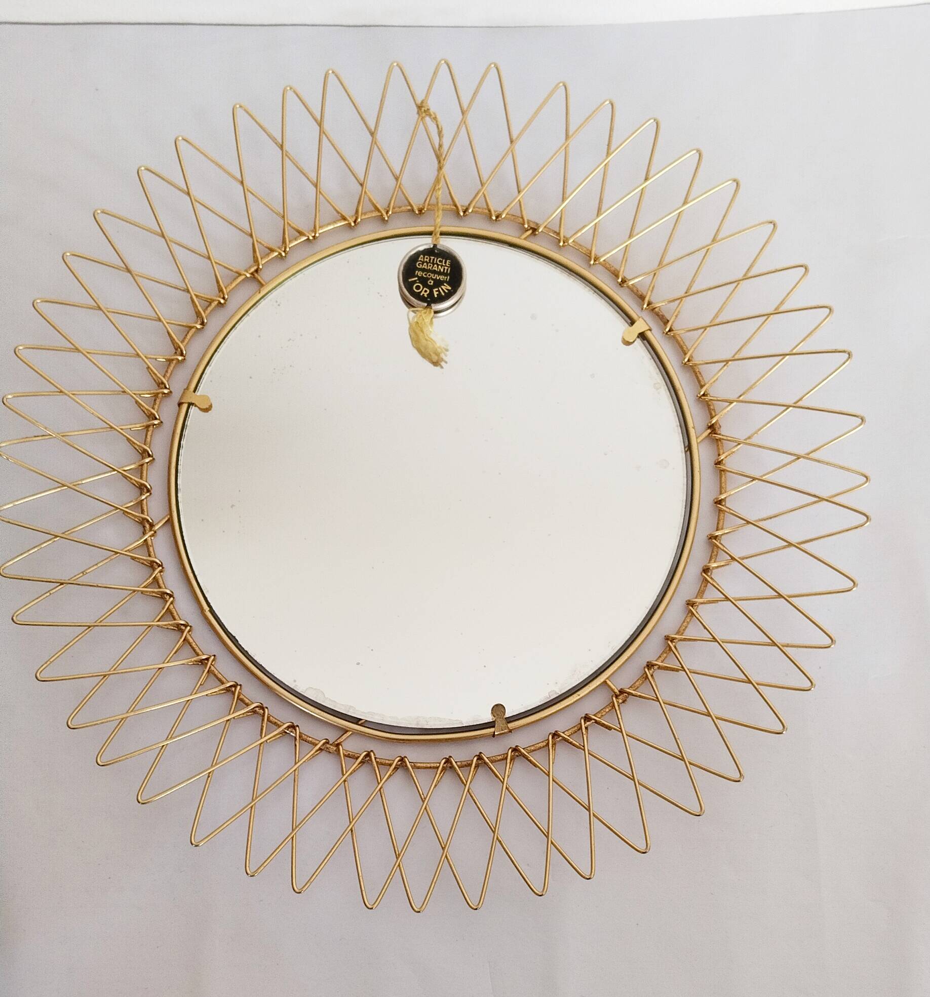Miroir soleil doré à l'or fin  , pliable, vintage français , Erdecor