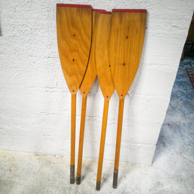 Pair of old wooden oars