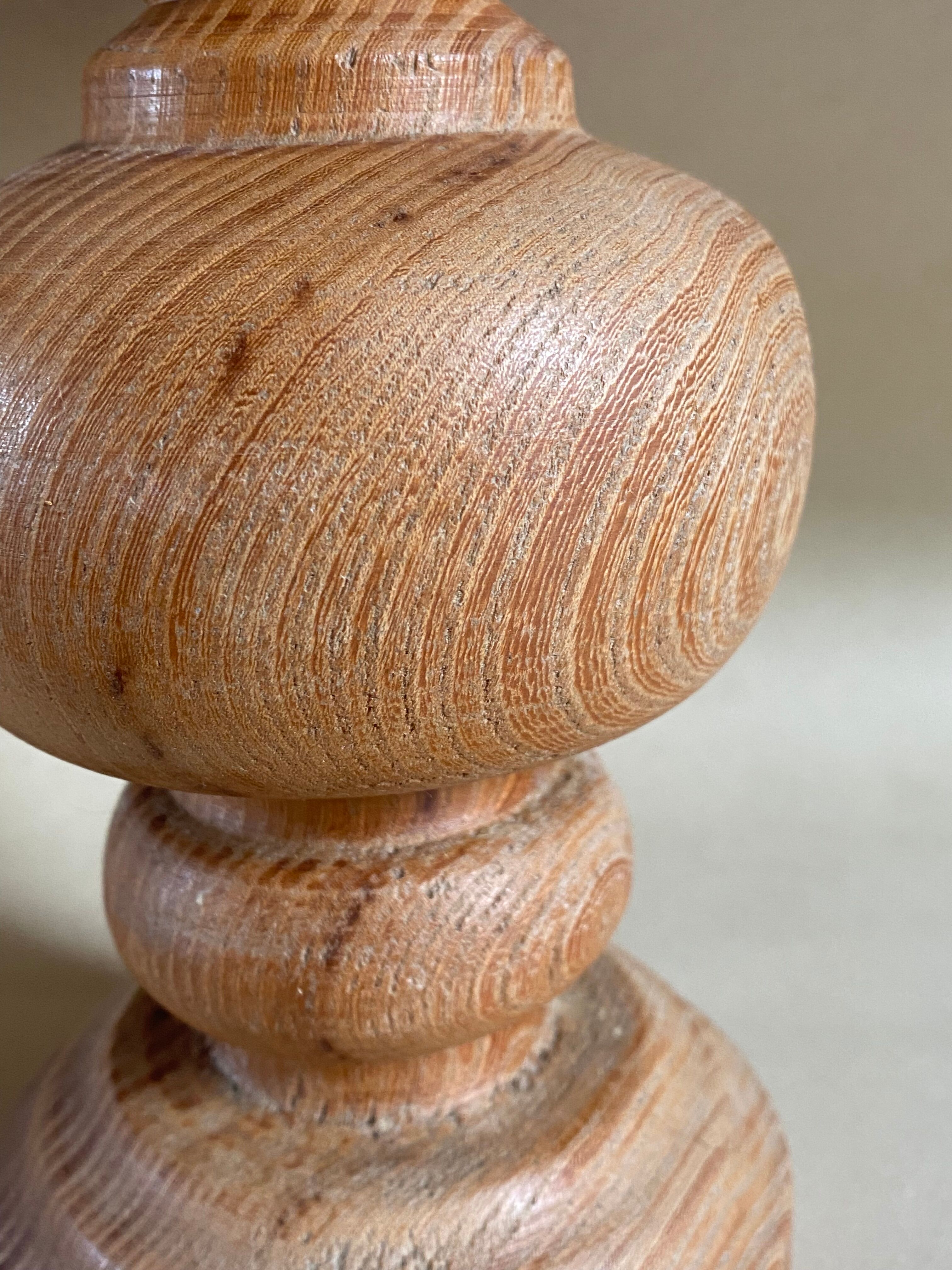 Wooden lamp foot turned vintage 1970