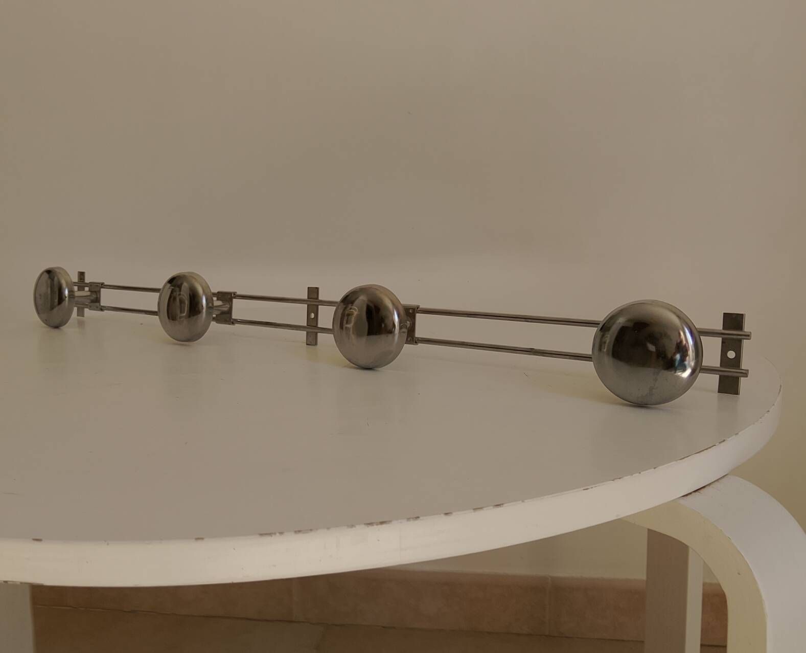 Vintage chrome wall coat rack from the 70s