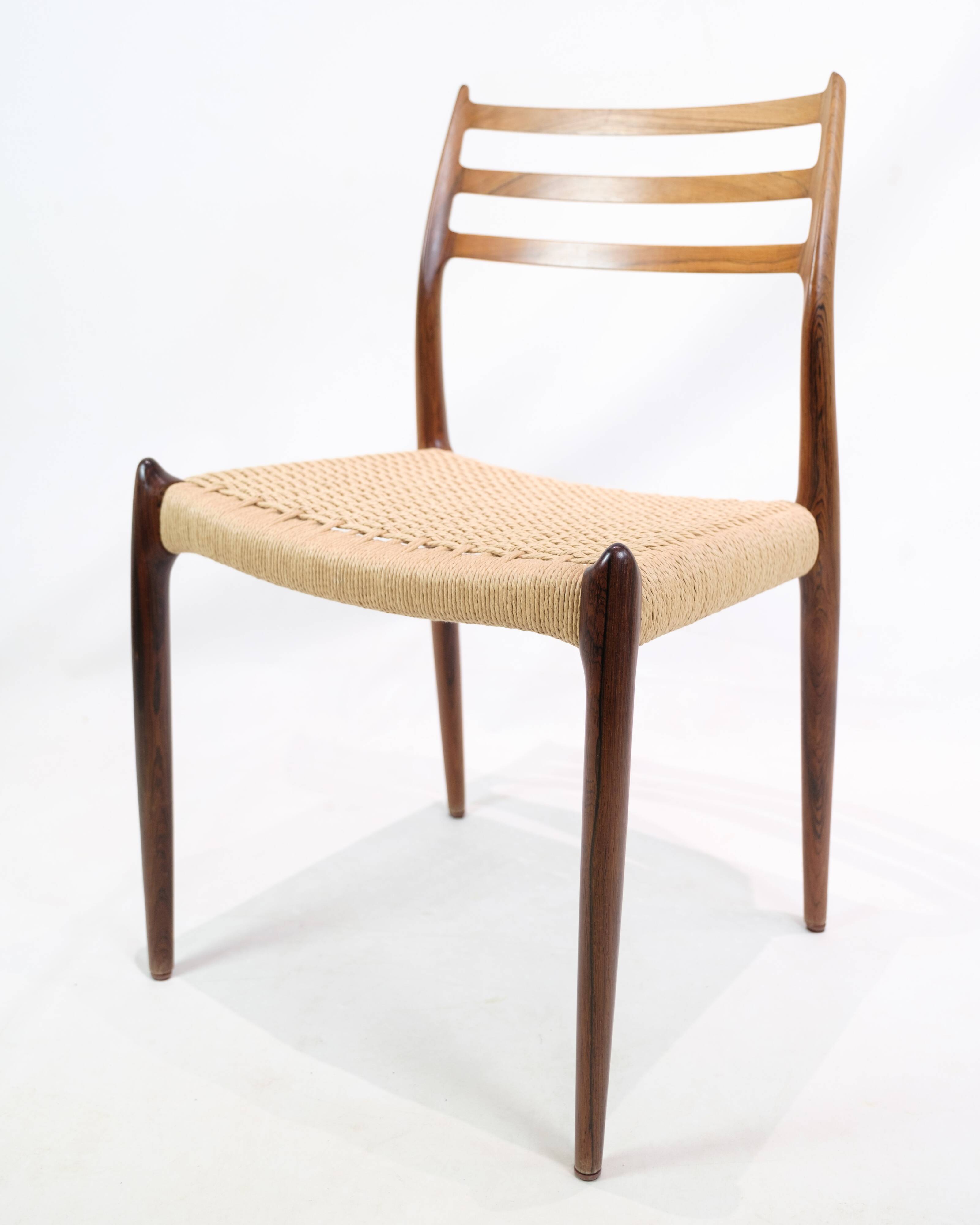 Set Of 6 Dining Chairs Model 78 Made In Rosewood By N. O Møller From 1950s
