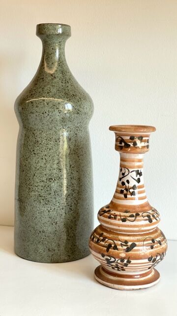 Duo VASES Ceramic sandstone Vintage craft