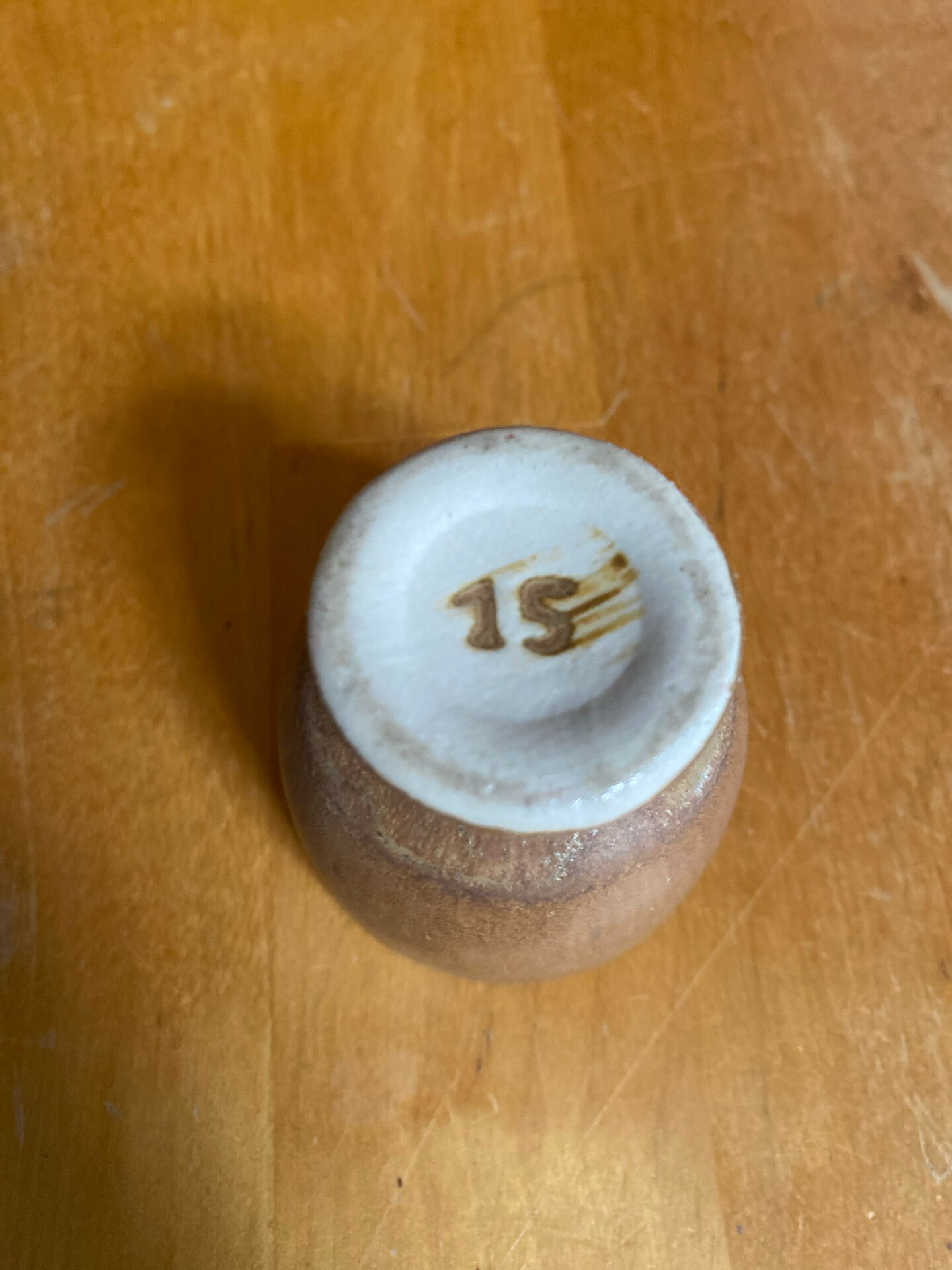 Set of 5 Vintage Beige Stoneware Egg Cups