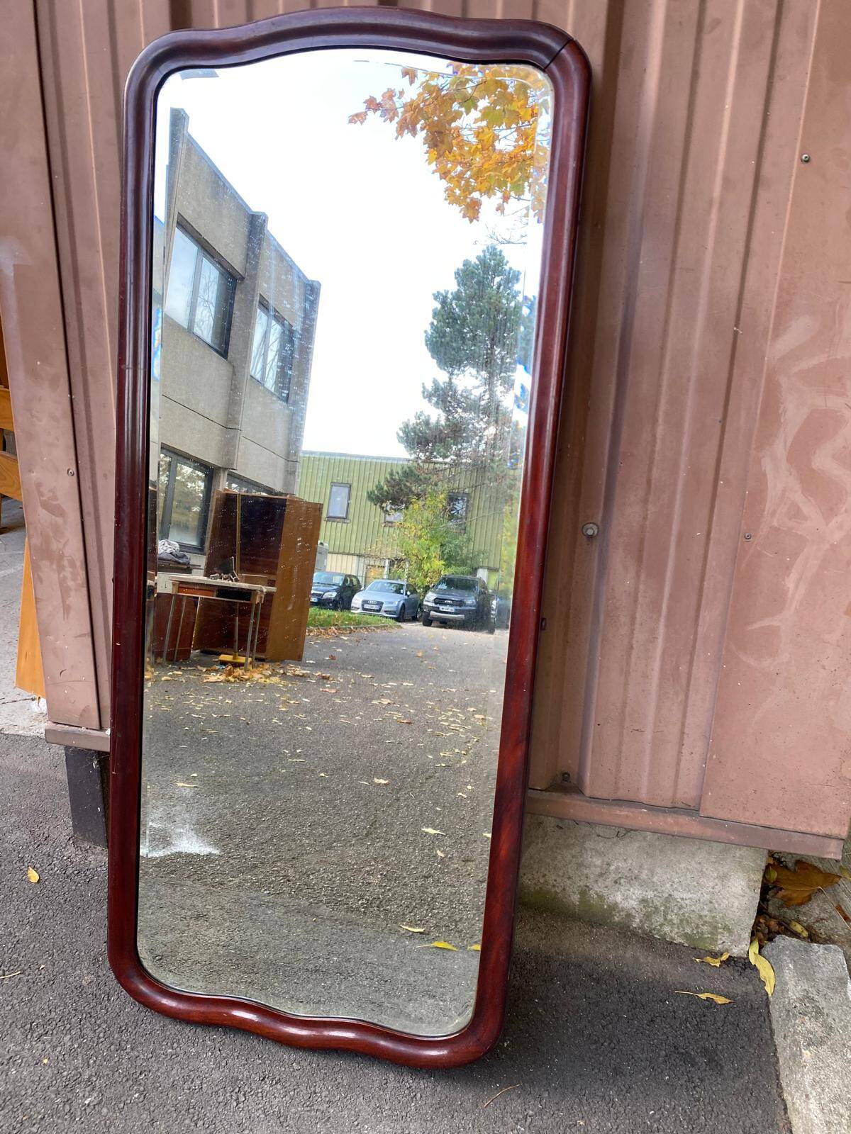 19th century solid mahogany mirror, 58x135cm