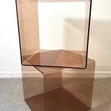 Pair of smoked Plexiglas cubes by Michel Dumas