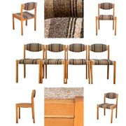 Suite de 4 chaises self hêtre laiton et laine 1960