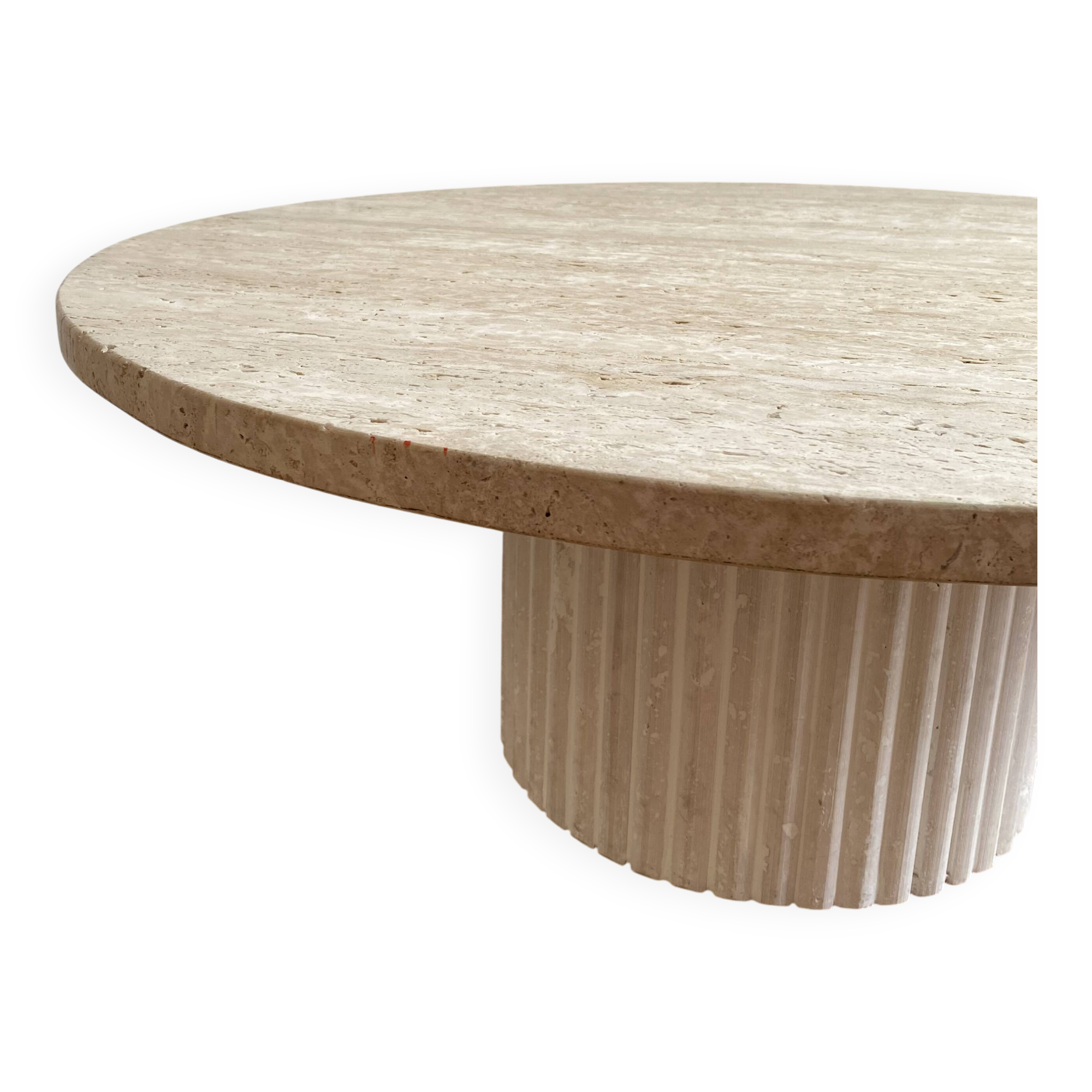 Omega Circular Coffee Table Natural Travertine - 80cm D