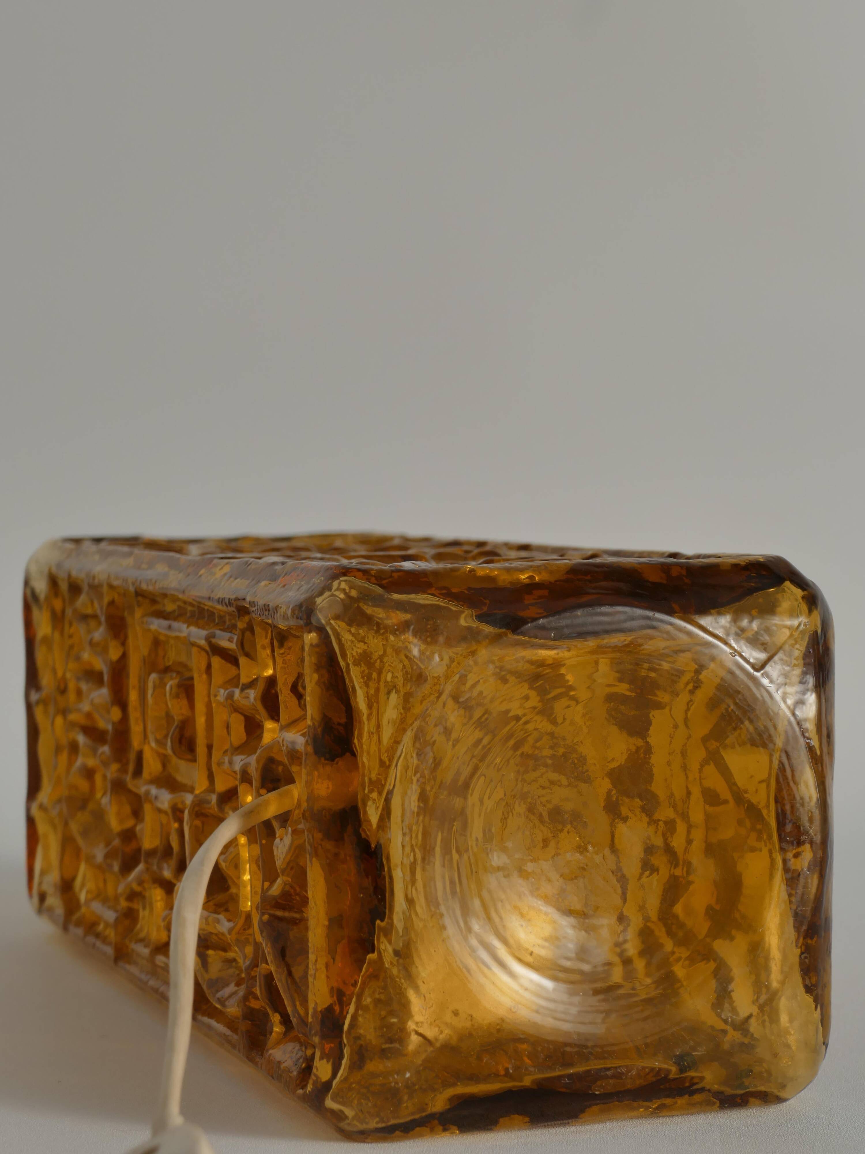 Large Amber Glass Table Lamp by Gustav Leek for Orrefors, 1960s