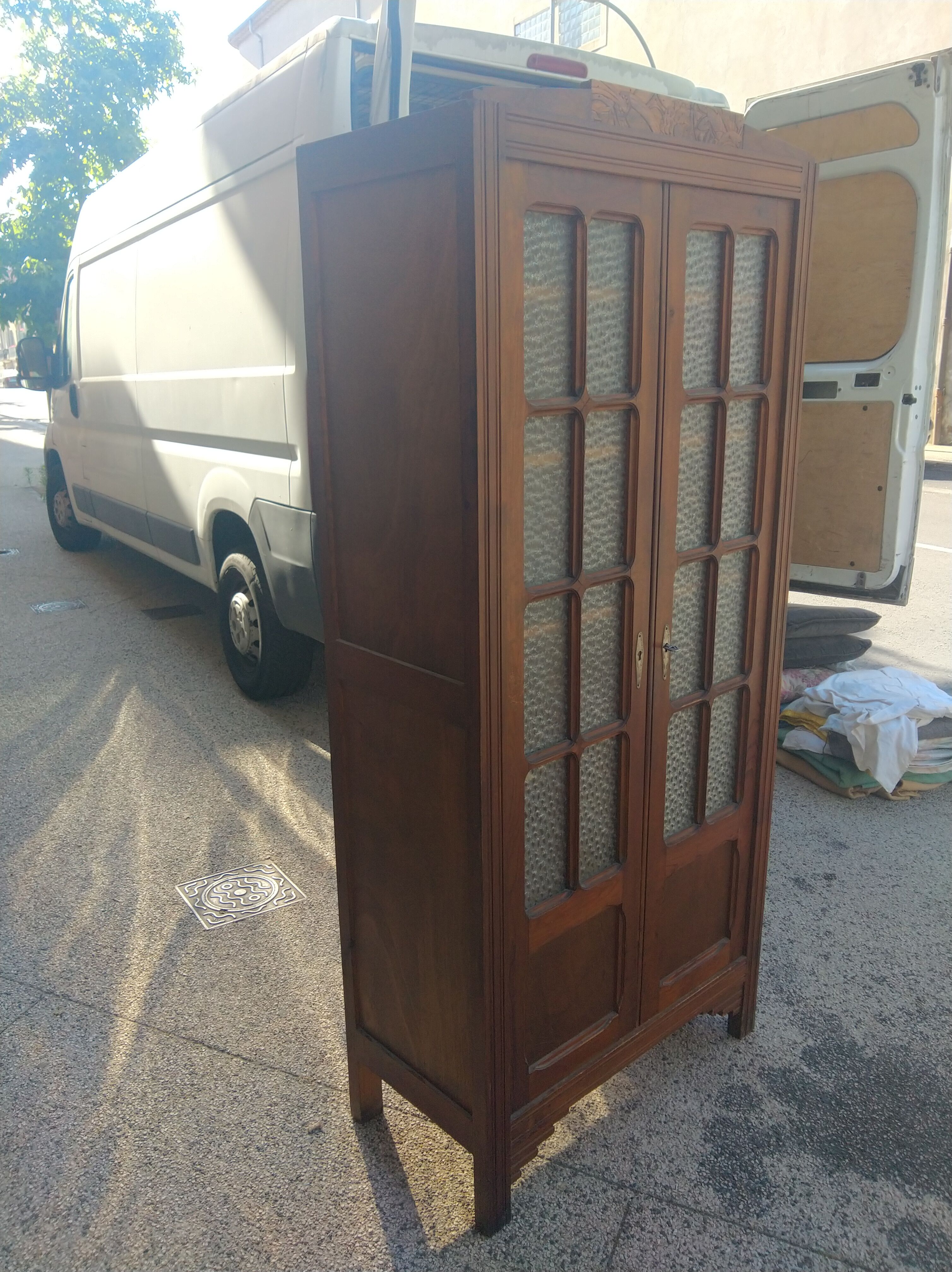 Pair of pine Parisian wardrobes circa 1935