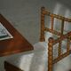 Antique French corner chair handcrafted with lamb's wool, early 20th century.
