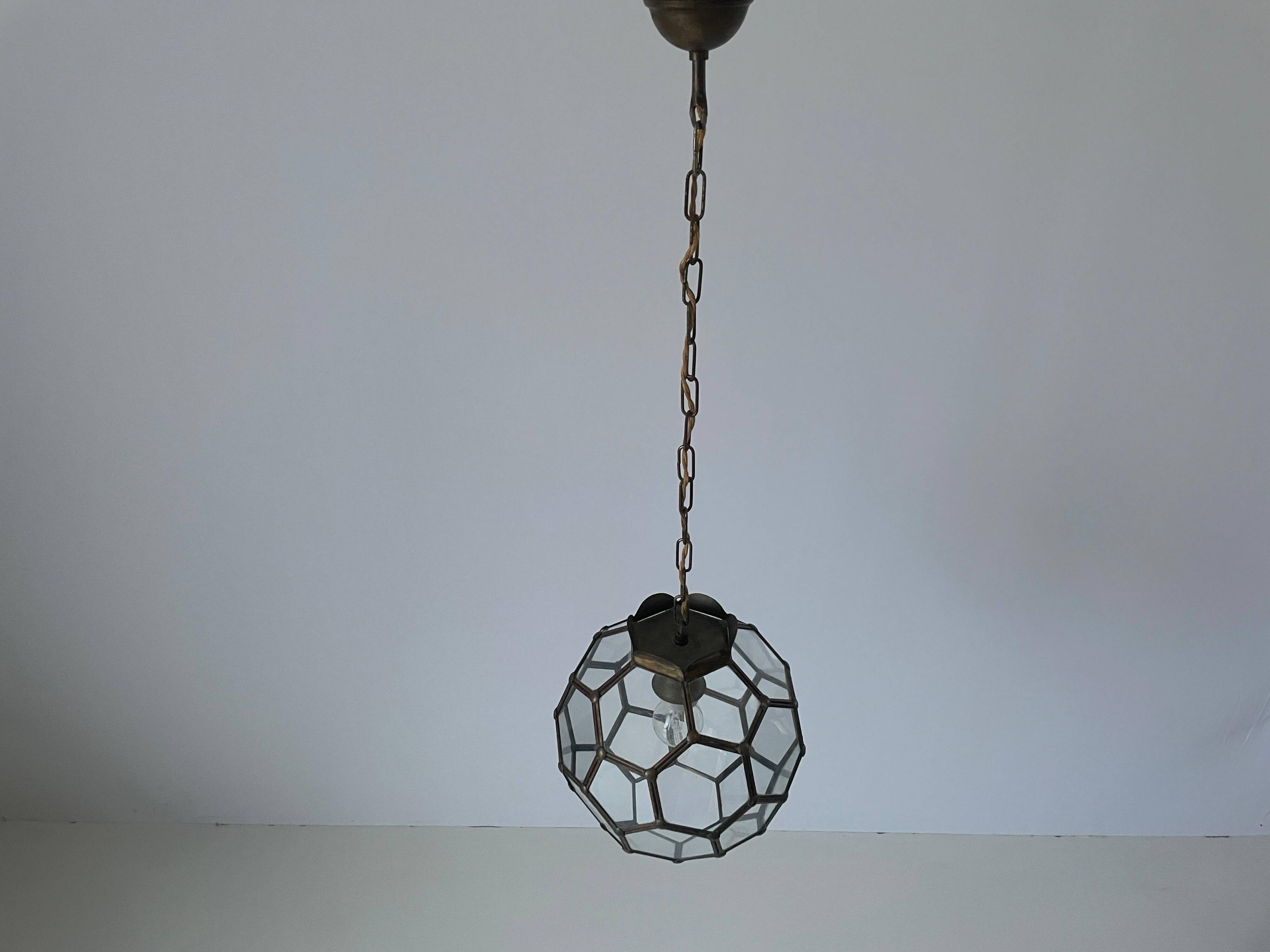 Italian Art Deco glass ceiling light in the shape of a honeycomb, 1950s, Italy.