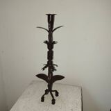 Candle holder blade base wrought iron brutalist folk art