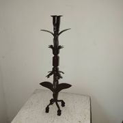Candle holder blade base wrought iron brutalist folk art