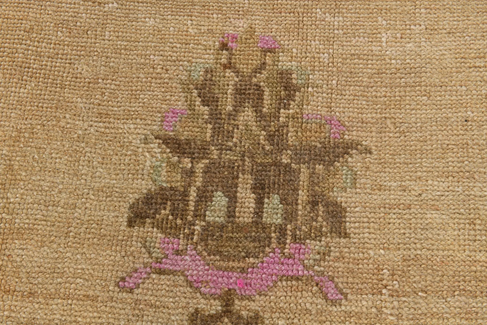 Light Brown & Pink Vintage Persian Rug, Handmade Wool Classic Home Decor