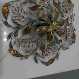 Large Florentine Tole Crystal Flushmount 1960’s