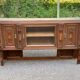 Haut de buffet art déco vitrine basse en bois massif et miroir 1920