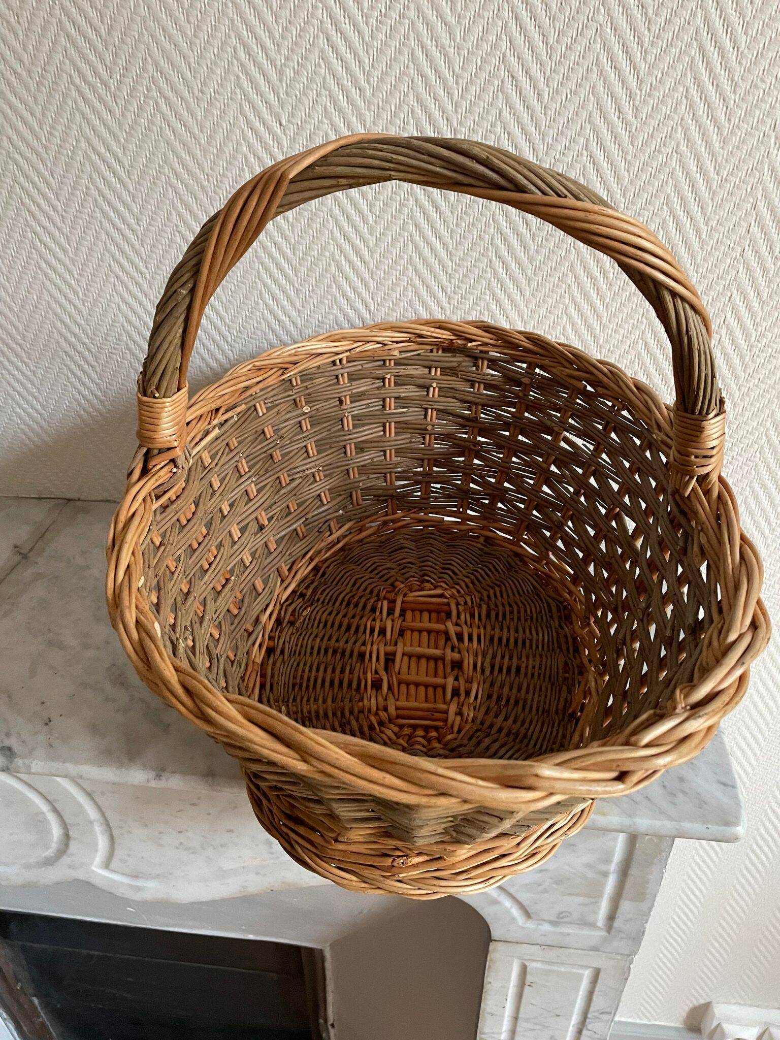 Panier osier gris vert
