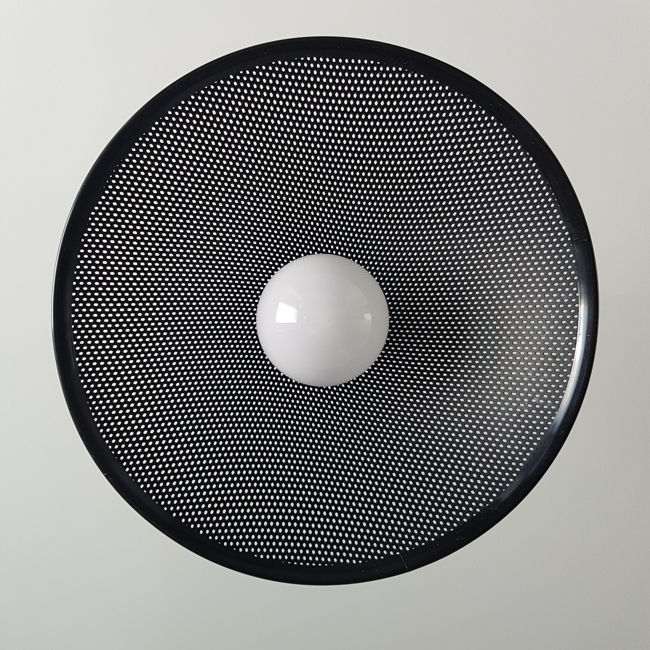 Black perforated hanging lamp années 80