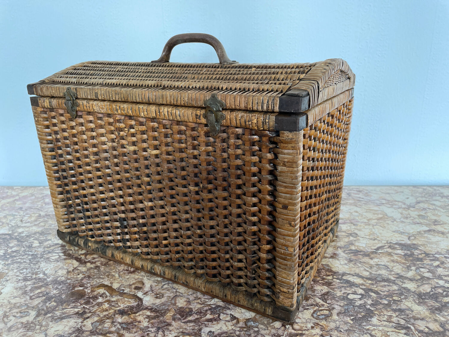 Wicker trunk woven nineteenth century