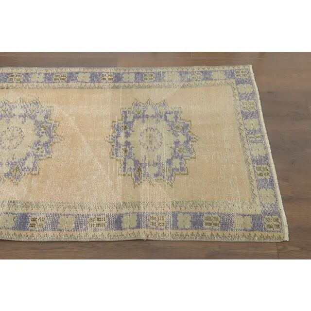 1970s Vintage Turkish Hand-Knotted Wool Cotton Orange Runner Rug 77x314